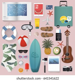 Summer Stuff Set Collection Vector Illustration