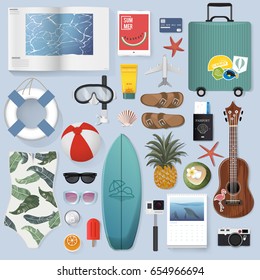 Summer Stuff Set Collection Vector Illustration