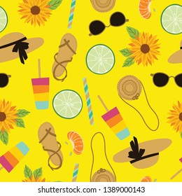 summer stuffs seamless pattern for wallpaper, fabric, textile, background, wrap paper