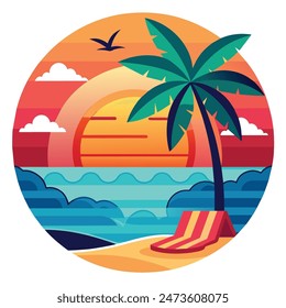 Verano con impresionante ilustración de gradiente de Vector