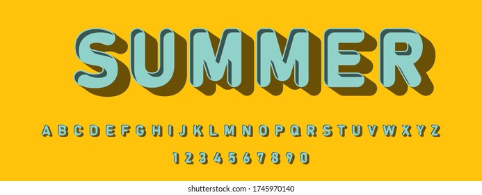 
Summer style font, Alphabets and numbers letters design. Vector illustration.