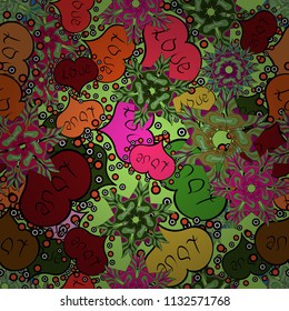 Summer style illustration with cute elements. Seamless colorful boho pop art style. Nice hearts love on green, black and red colors on cute background. Love and happy designs. Vector.