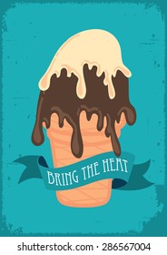 Summer style poster with ice cream