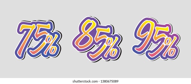 Summer style sale 75 85 95 percentage signs with summer gradient