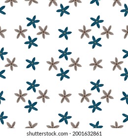 Estilo de verano sin fisuras con formas de flores de mandarinas azules y grises impresas. Impresión aislada. Perfecto para el diseño de tela, impresión textil, envoltura, cubierta. Ilustración vectorial.