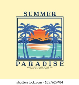 summer style tee print design as vector