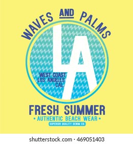 summer style tee print design with pattern and typo