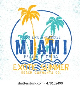 summer style vector design with palm and typo for print