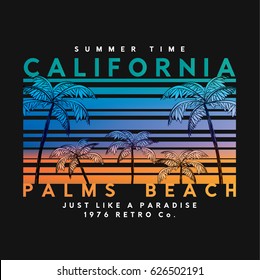 summer style vector design for tee print with palms