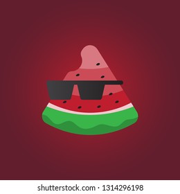 Summer stylish watermelon with gradient background. vector illustration.