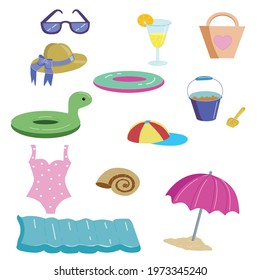 Summer subjects. Set of summer accessories