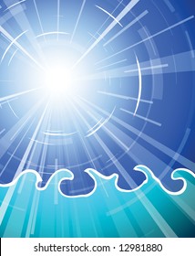 Summer Sun Above Ocean Vector Illustration Stock Vector (Royalty Free ...