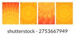 Summer Sun Abstract Orange Pattern. Vector Sunburst Yellow Gradient Background. Fun Groovy Sunflower Illustration. Wavy Retro Sun Burst Rays.
