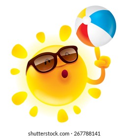 Summer sun with beach ball
