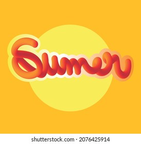 summer sun beach yellow orange lettering 3d letter script ball circle