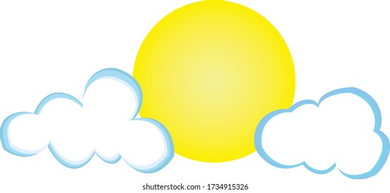 
Summer sun between blue clouds