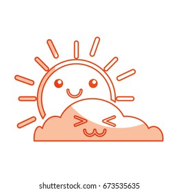 summer sun with cloud scene kawaii character