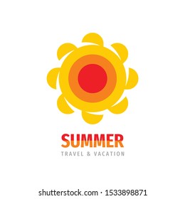 Summer sun concept logo design. Travel & vacation icon sign. Vector illustration. 