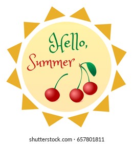 Summer sun design, colorful summer label or sign design, vector illustration