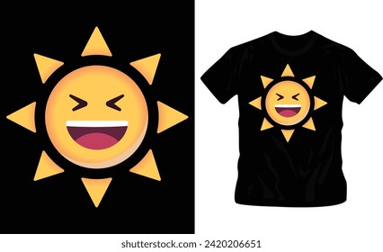 summer sun emoji face with cute expression for social media t-shirt design graphics