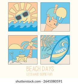 Summer sun face ice cream sand 
