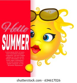 Summer Sun Face with sunglasses.