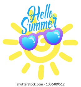 Summer sun with glasses vector illustration