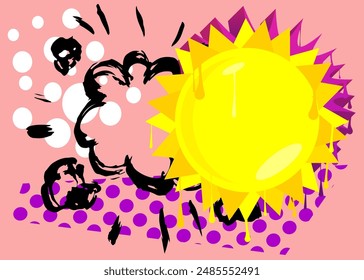 Summer Sun graffiti. Abstract modern street art decoration performed in urban painting style.