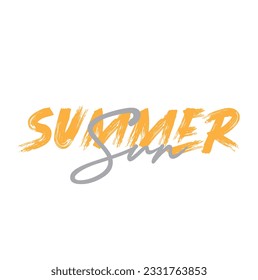Summer Sun Handwritten Typography Text On white Background.