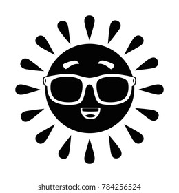 summer sun happy with sunglasses kawaii character