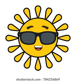summer sun happy with sunglasses kawaii character