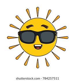 summer sun happy with sunglasses kawaii character