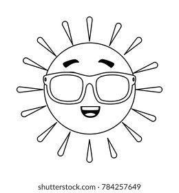 summer sun happy with sunglasses kawaii character