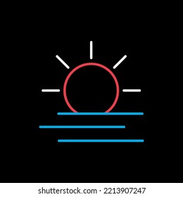 Summer sun heat isolated vector icon on black background. Meteorology sign. Graph symbol for travel, tourism and weather web site and apps design, logo, app, UI