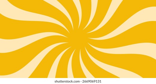 Fundo horizontal do sol de verão. Sol groovy com raios ondulados. vetores eps 10