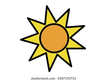 Summer sun icon with black stroke