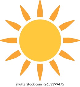 Icono de sol de verano en diseño plano sobre fondo blanco EPS 10