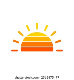 Summer sun icon. Holiday, summertime, vacation, relax, travel, outdoor concepts. Flat vector design isolated illustration.