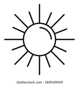 Summer sun icon. Outline summer sun vector icon for web design isolated on white background