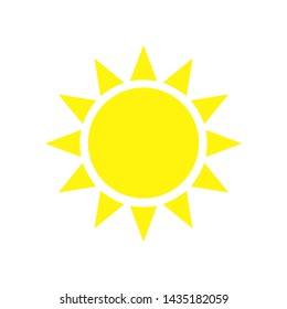 Summer sun icon, vector illustration, Yellow silhouette on a white background. Flat style