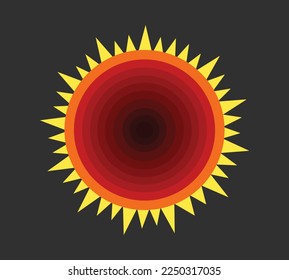 summer sun icon. vector illustration of the sun on a black background.