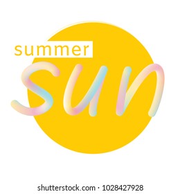 Summer sun. lettering. The volume. Text. Yellow. Heat. Icon. Glad.