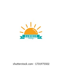 Summer sun logo flat design concept