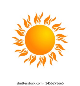 Summer sun logo icon on white background cartoon vector illustration