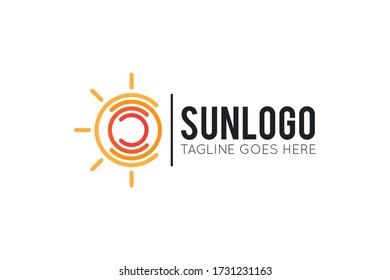 summer sun logo and solar icon vector illustration design template
