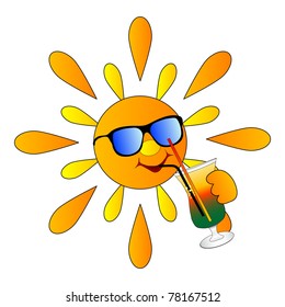 Summer sun with mixed drink