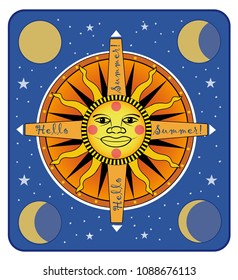 Summer sun in the night sky.