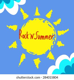  summer sun on blue background