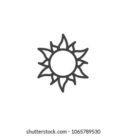 Summer sun outline icon. linear style sign for mobile concept and web design. Hot sun simple line vector icon. Symbol, logo illustration. Pixel perfect vector graphics