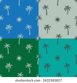Summer Sun palm tree illustration seamless pattern good for background  Wrapping paper, fabric, wallpaper, background design